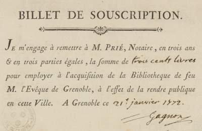 Billet de souscription, R.9793 Rés.