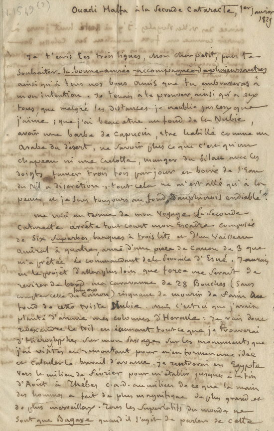 Lettre autographe à Thévenet, N.1549 (2) Rés.