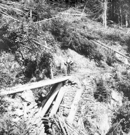 Vallée du Bréda. Route des Montagnes. Une avalanche. Photographie de Pierre Lory. Pv 8,5x10 Positif de projection 1914 C.484