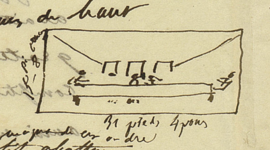La Cène, croquis de Stendhal, extrait du manuscrit Recueil factice, R.5896 (15) Rés., folio 175 verso