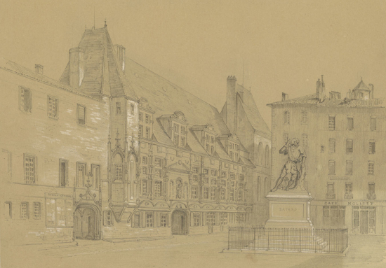 Le palais du Parlement avant la construction de l'aile droite, dessin d’Alexandre Debelle, Hd.665 (3) Rés.