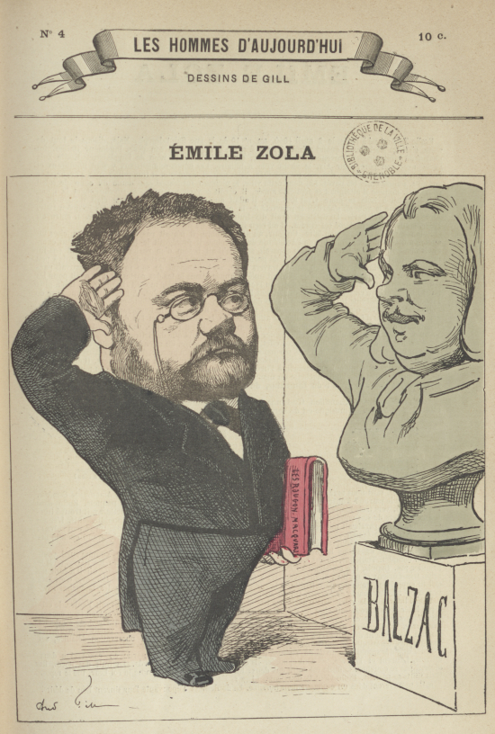 Caricature d'Emile Zola par André Gill