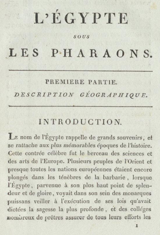 L'Egypte sous les Pharaons, par Jean-François Champollion, O.3256