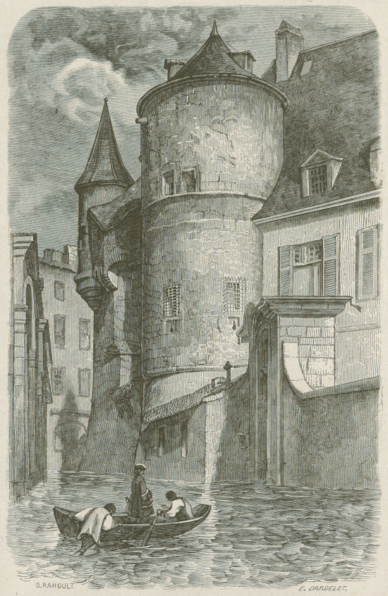 Gravure de la tour de l'hôtel de Lesdiguières, Grenoblo malhérou O.14880 Rés.