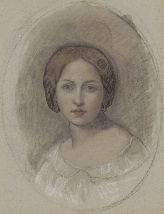 Portrait d’une jeune femme de face en médaillon, R.9995 (183) Rés.