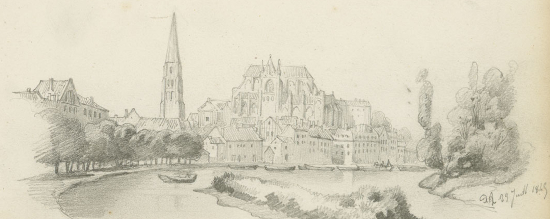 Auxerre. DR. 29 juil. 1845, extrait de Carnet de dessins d’un voyage de Paris à Lyon, R.11173 Rés.