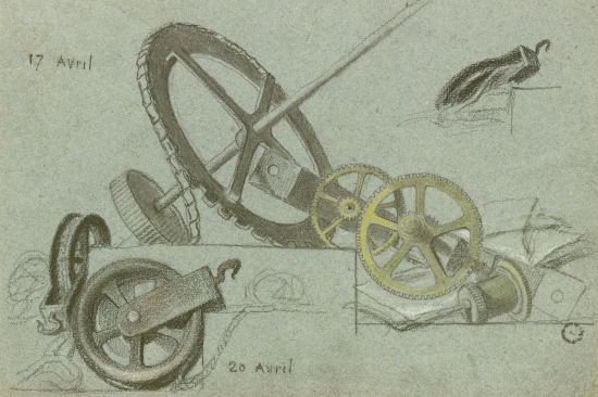 Musée-bibliothèque : étude préparatoire pour la peinture allégorique de La Mécanique, par Diodore Rahoult, R.90513 (2) (34/1) Rés.