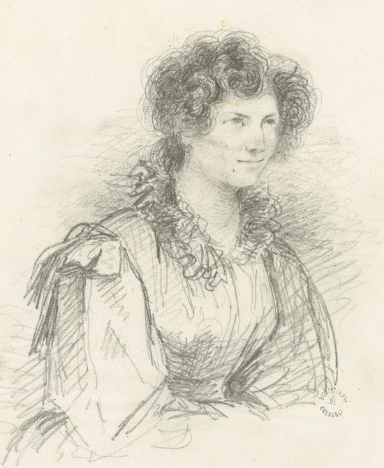 Alberthe de Rubempré (1804-1873), dessin par Tony Johannot extrait de Album de Rubempré [Album de ma mère], R.90864 Rés.