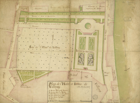 Plan de l’hôtel et jardin de Villeroy, dessiné par Bon Doucet, R.7815
