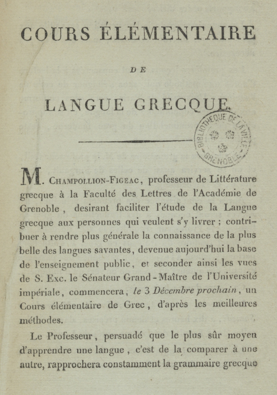 Cours élémentaire de langue grecque, par Jacques-Joseph Champollion-Figeac, V.1602